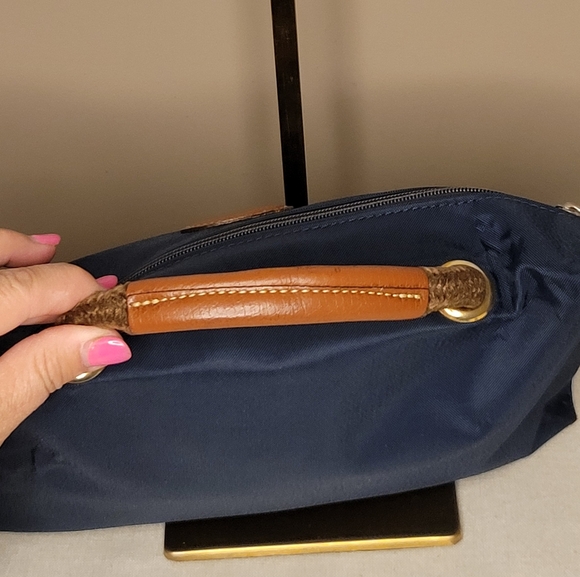 Longchamp Navy Blue Leather-Trimmed Hand Bag - Picture 4 of 8